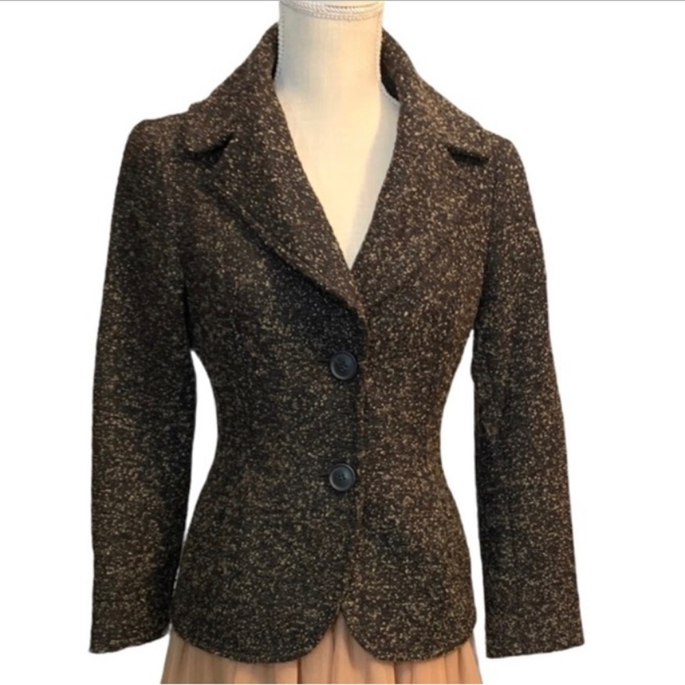 Lafayette 148 New York Tweed blazer in dark brown.Size 2 - Picture 1 of 8